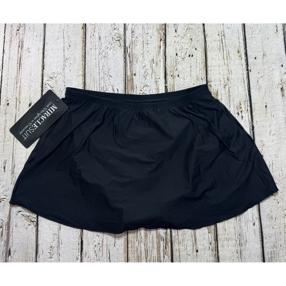 Miraclesuit Solid Skirted Brief Swim Bottom Black Size 16 MSRP $86 NWT